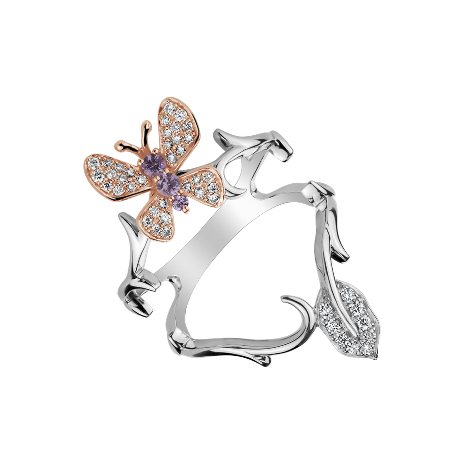 Prsteň so zafírom a diamantmi Breath of Softness