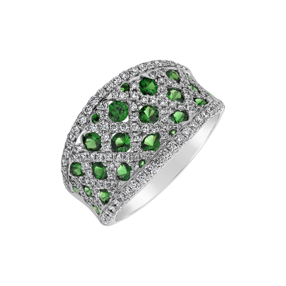 Prsteň s diamantmi a granátmi Colette