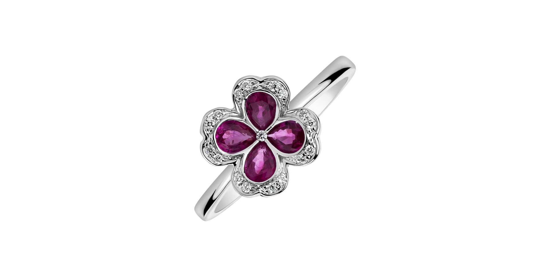 Prsteň s diamantmi a rubínmi Pink Luck