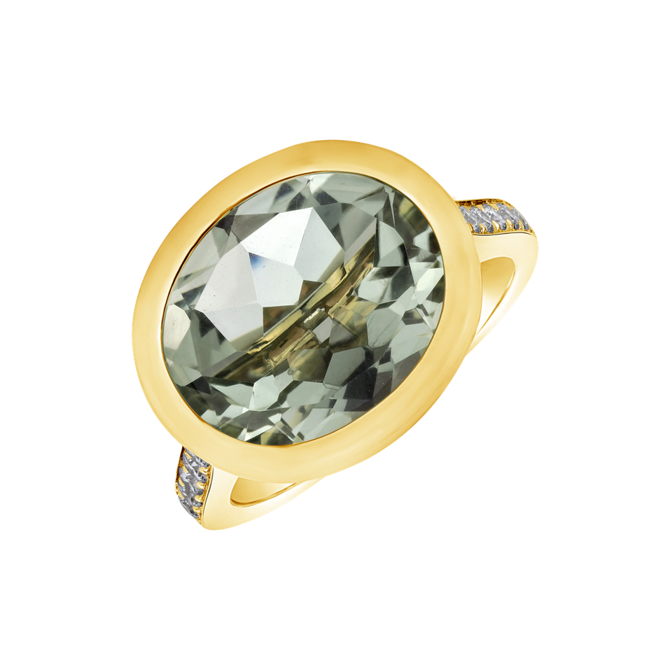 Prsteň s ametystom a diamantmi Paillettes