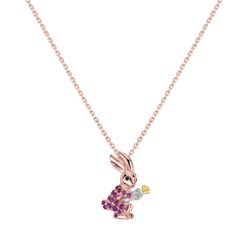 Přívěsok s čiernymi a bielymi diamantmi a zafírmi Elegant Rabbit