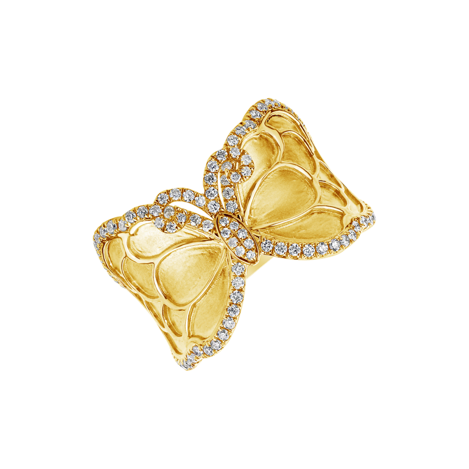 Prsteň s diamantmi Golden Butterfly