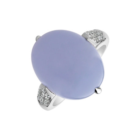 Prsteň s chalcedonom a diamantmi Drop Blossom