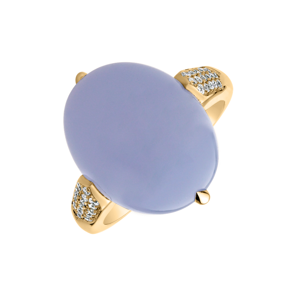 Prsteň s chalcedonom a diamantmi Drop Blossom