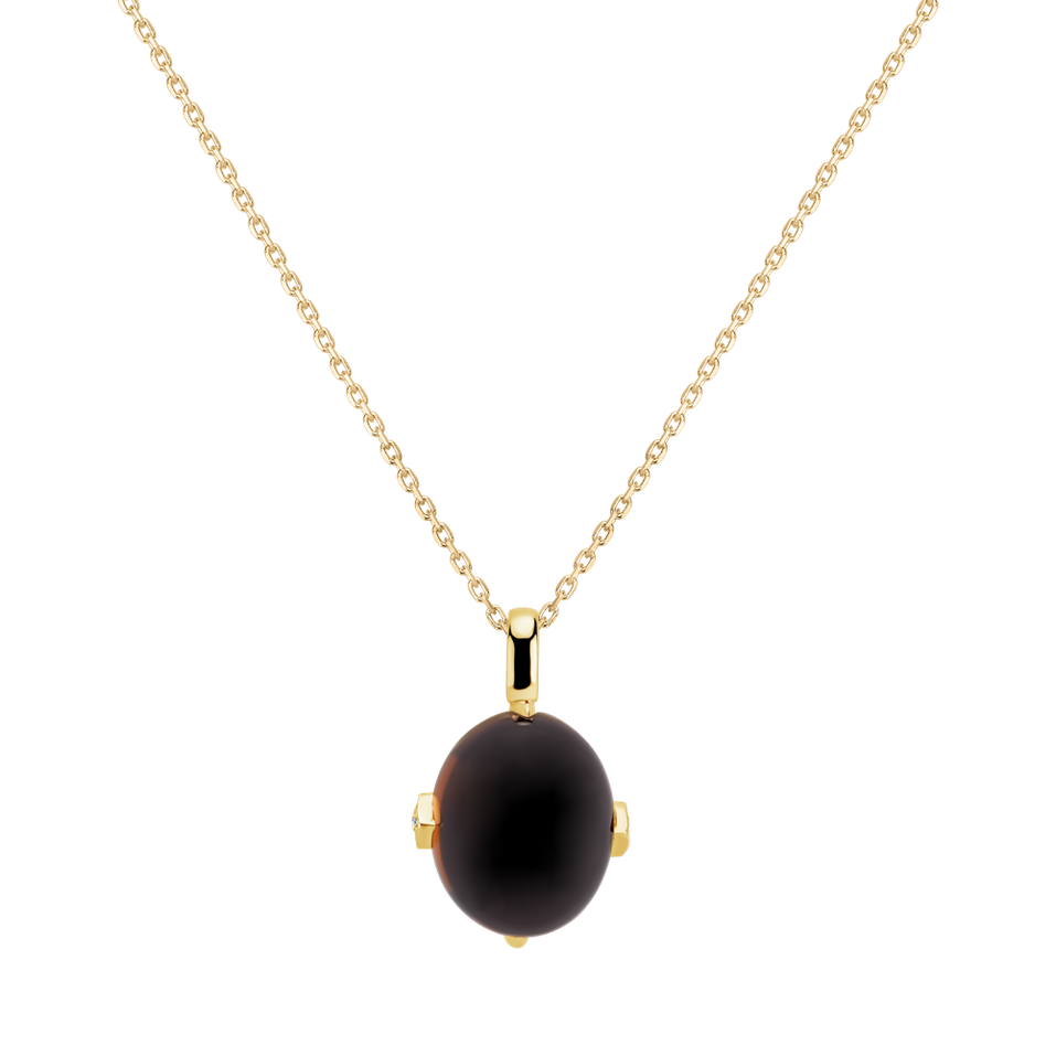 Přívěsok s quartzom a diamantmi Drop Blossom