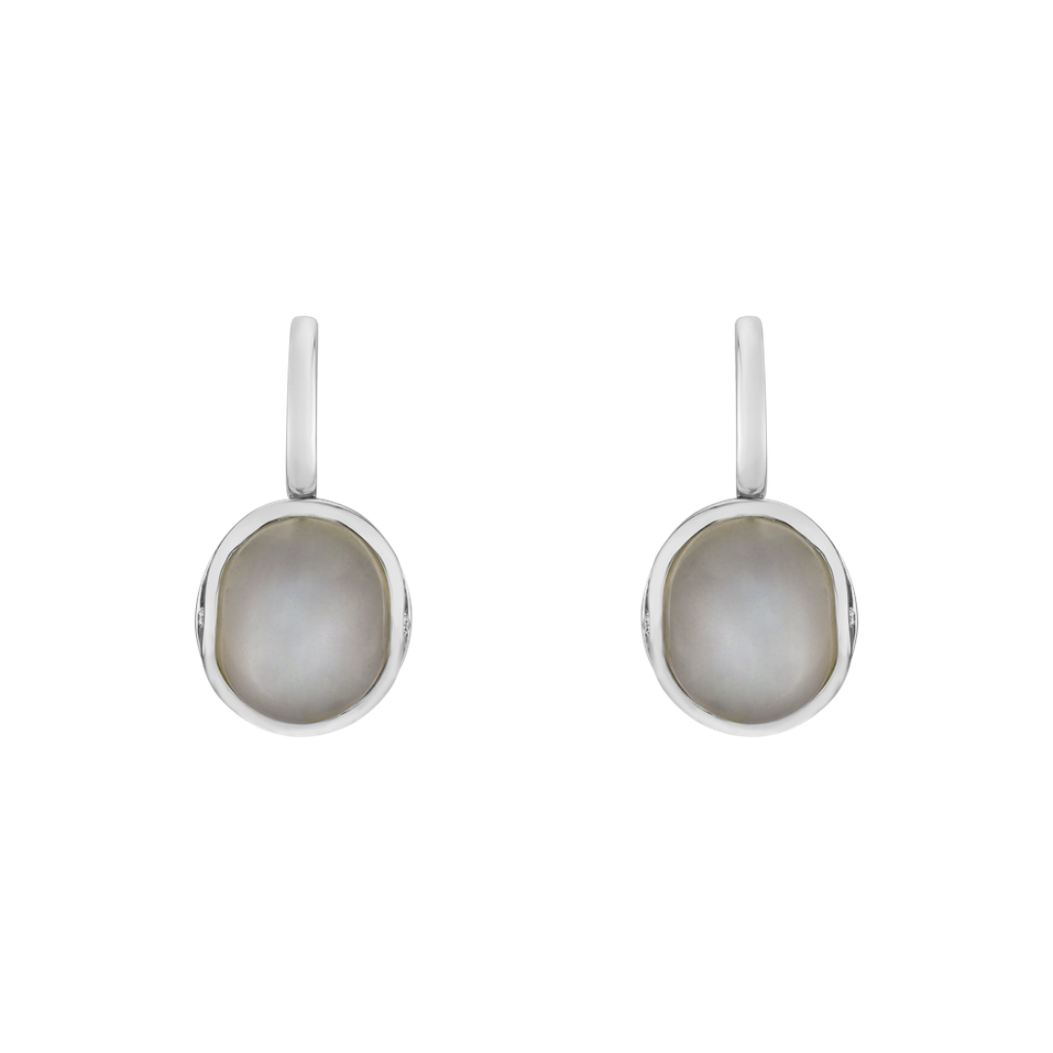 Náušnice s mesačným kameňom a diamantmi Fairytale Drop