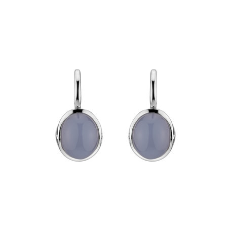 Náušnice s chalcedonom a diamantmi Fairytale Drop