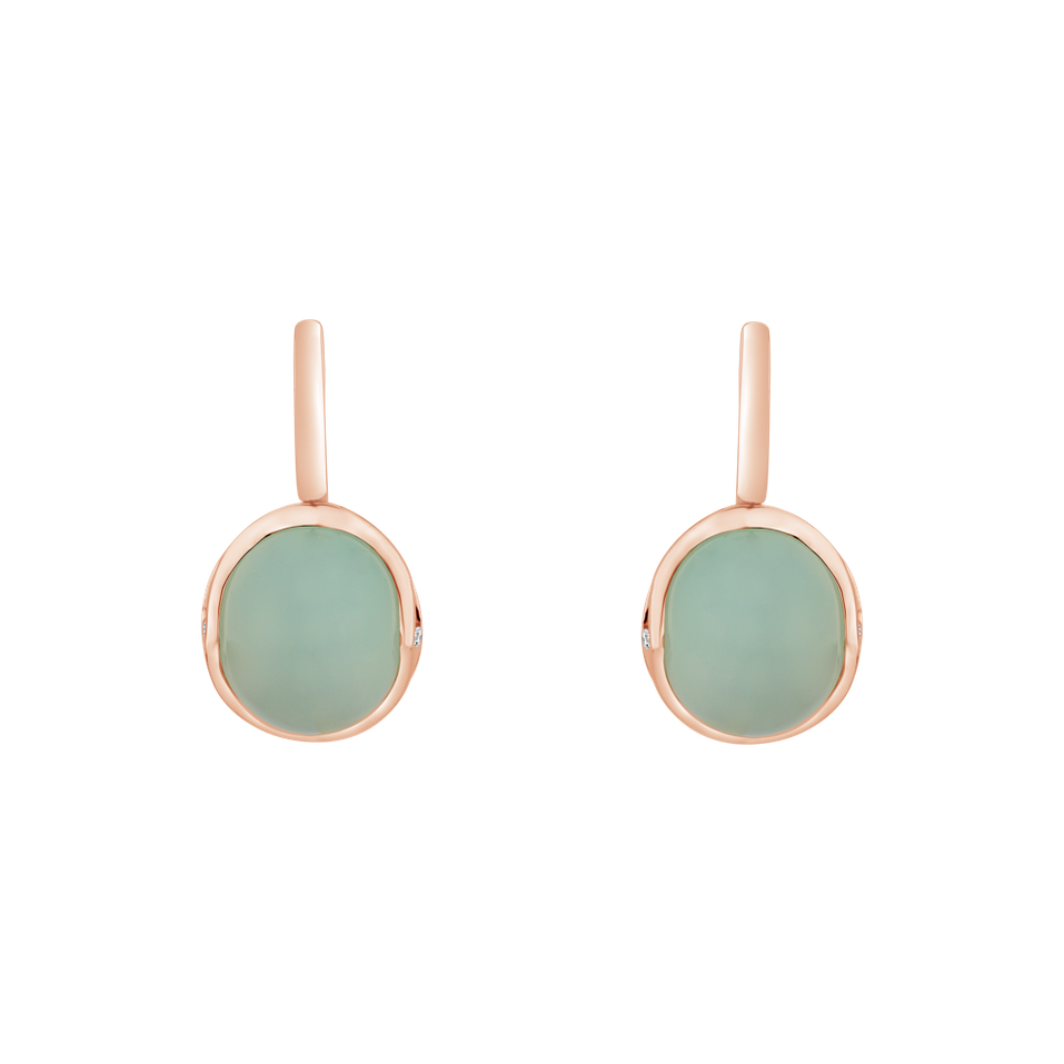 Náušnice s chalcedonom a diamantmi Fairytale Drop