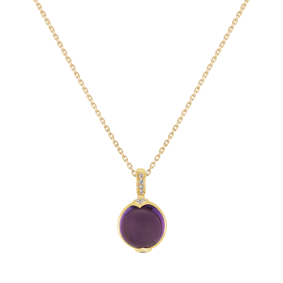 Přívěsok s ametystom a diamantmi Fairy Blossom