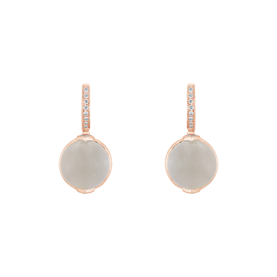 Náušnice s mesačným kameňom a diamantmi Fairy Blossom