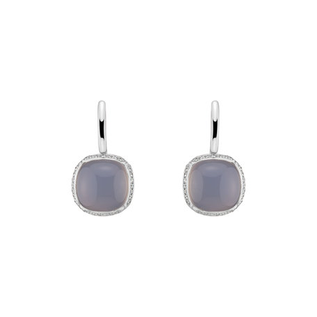 Náušnice s chalcedonom a diamantmi Mystic Drop