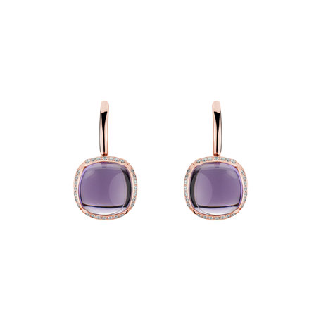 Náušnice s ametystom diamantmi Mystic Drop