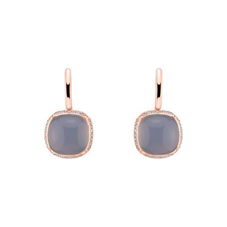 Náušnice s chalcedonom a diamantmi Mystic Drop