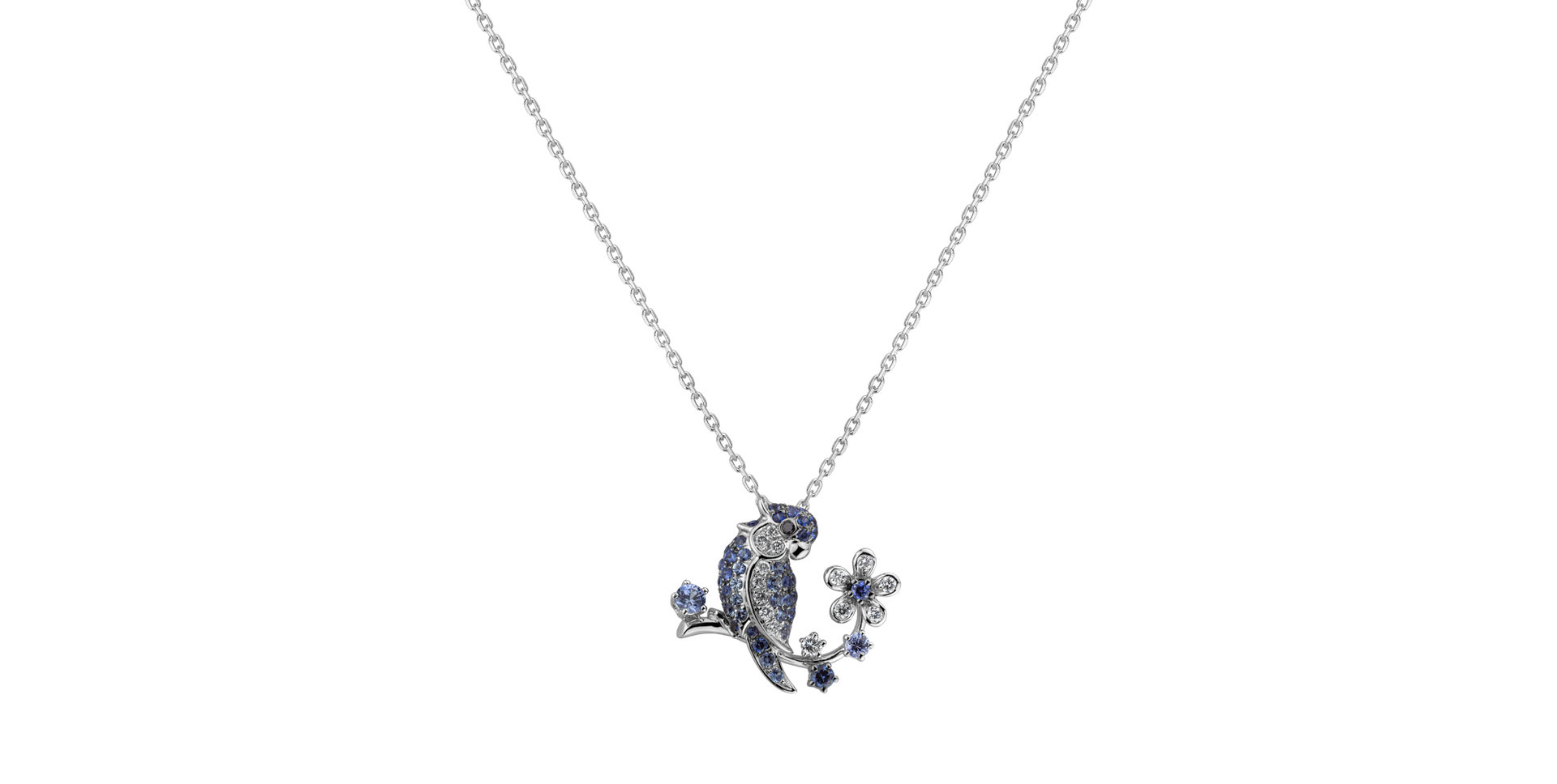 Přívěsok s čiernymi a bielymi diamantmi a zafírmi Paradise Calling