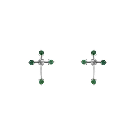 Náušnice s diamantom a smaragdmi Passion Cross