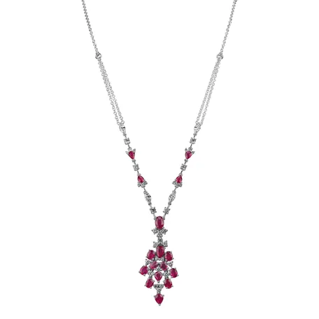 Náhrdelník s diamantmi a rubínmi Red Glance