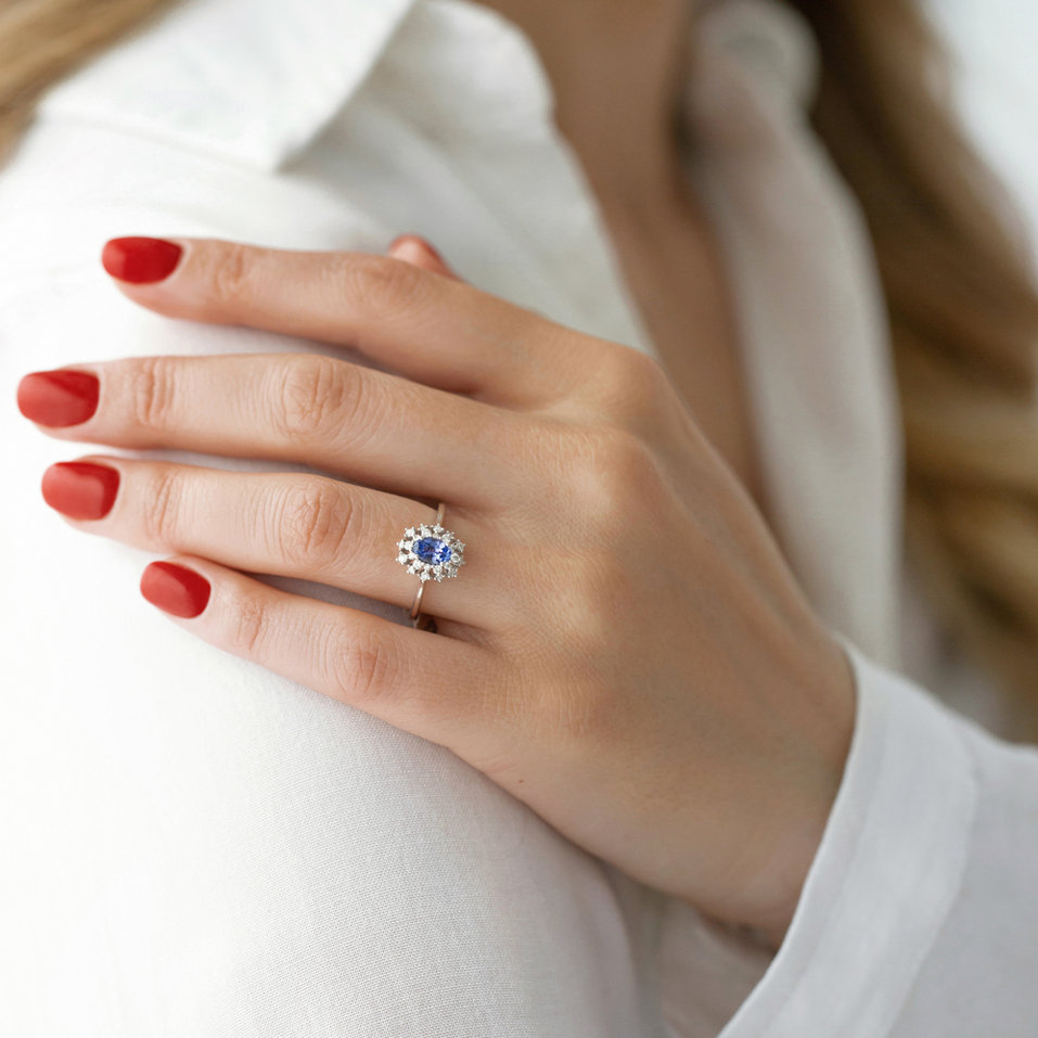 Prsteň s tanzanitom a diamantmi Neverending Joy