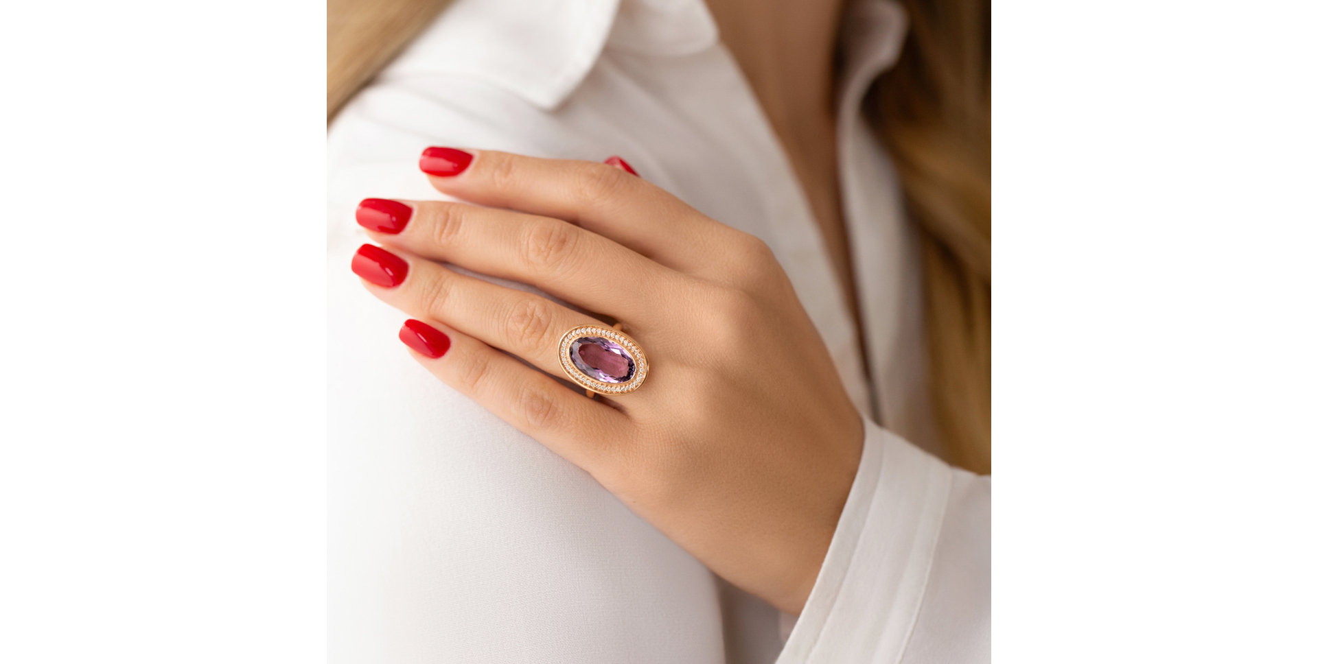 Prsteň s ametystom a diamantmi Odilon