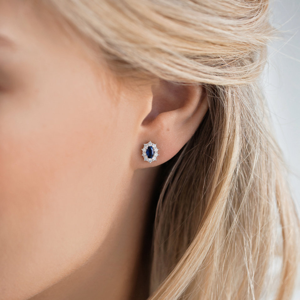 Náušnice s zafírom a diamantmi Moon Witchery