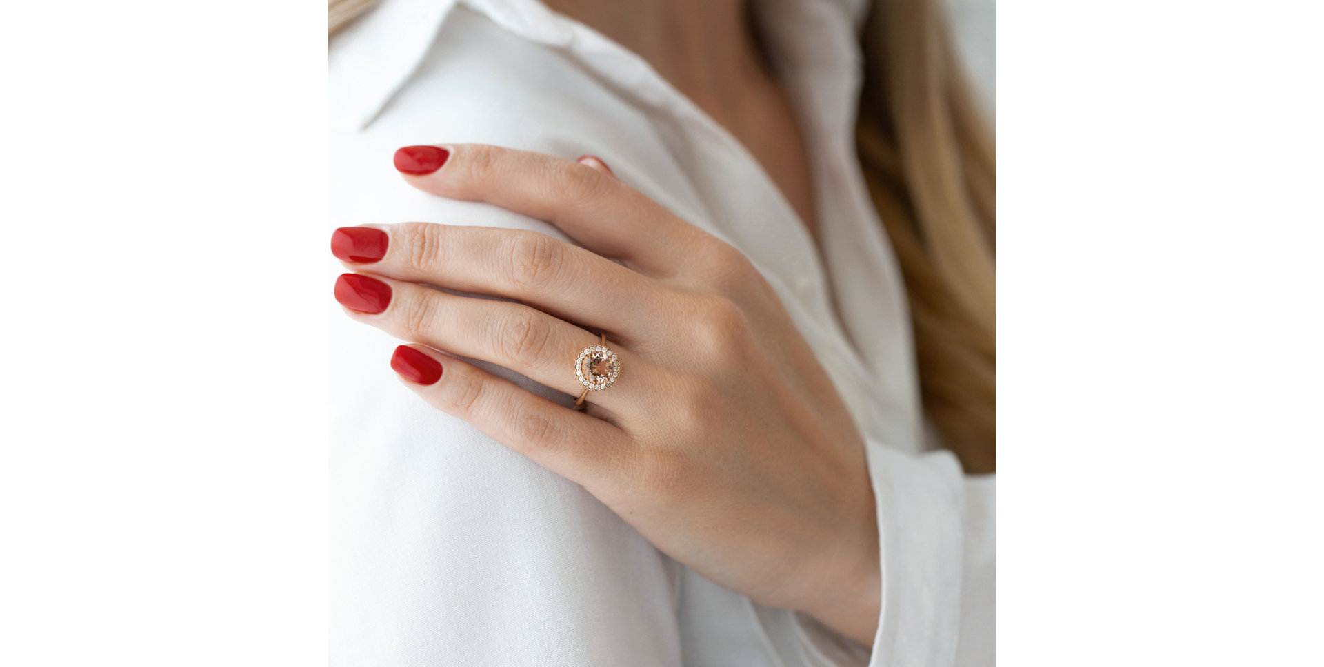 Prsteň s morganitom a diamantmi Tender Dream