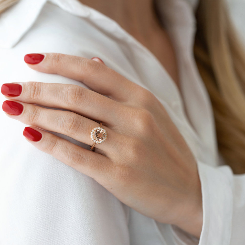 Prsteň s morganitom a diamantmi Tender Dream