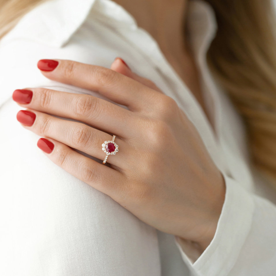 Prsteň s rubínom a diamantmi Glare