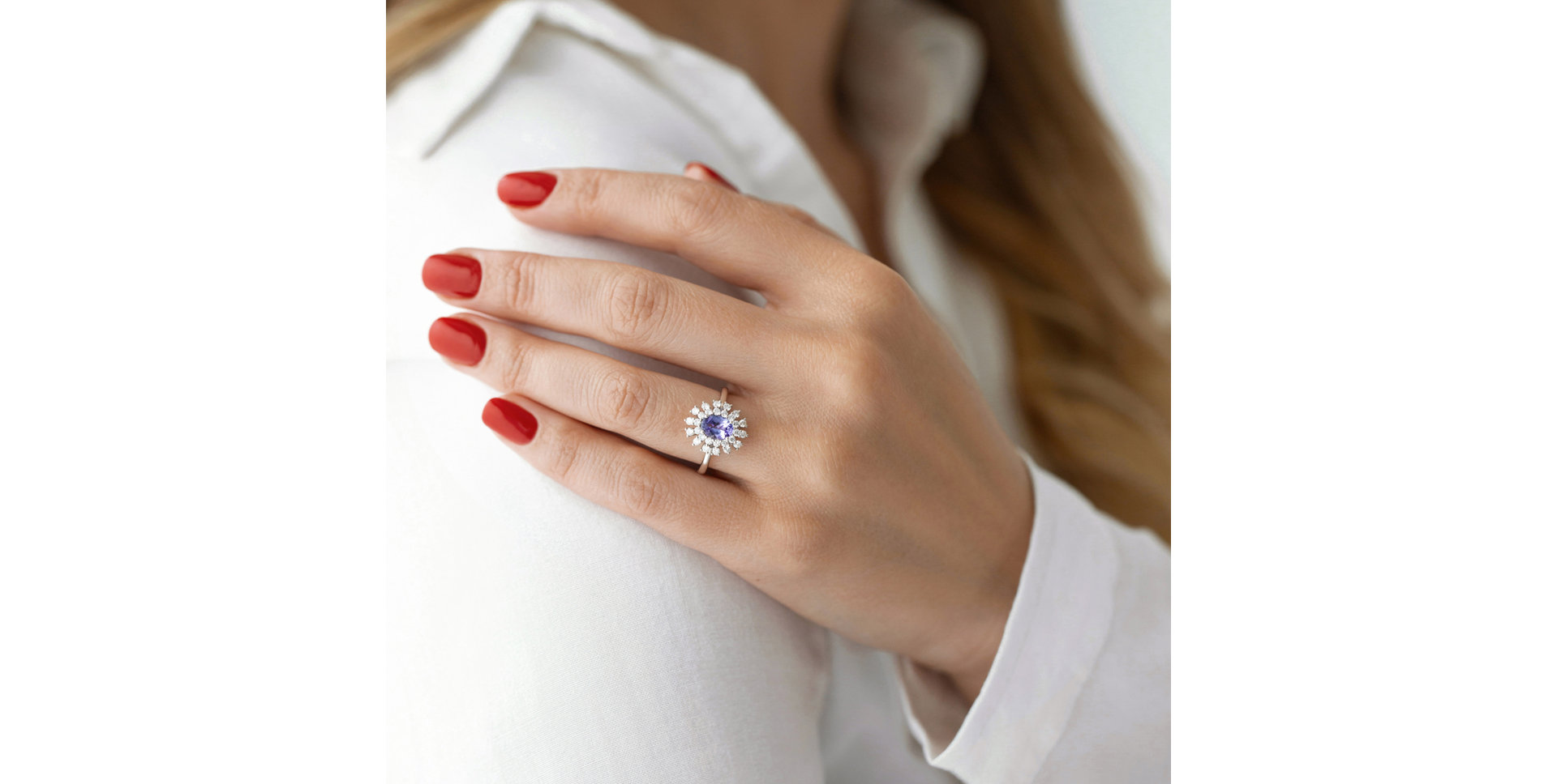 Prsteň s tanzanitom a diamantmi Fairytale Goddess