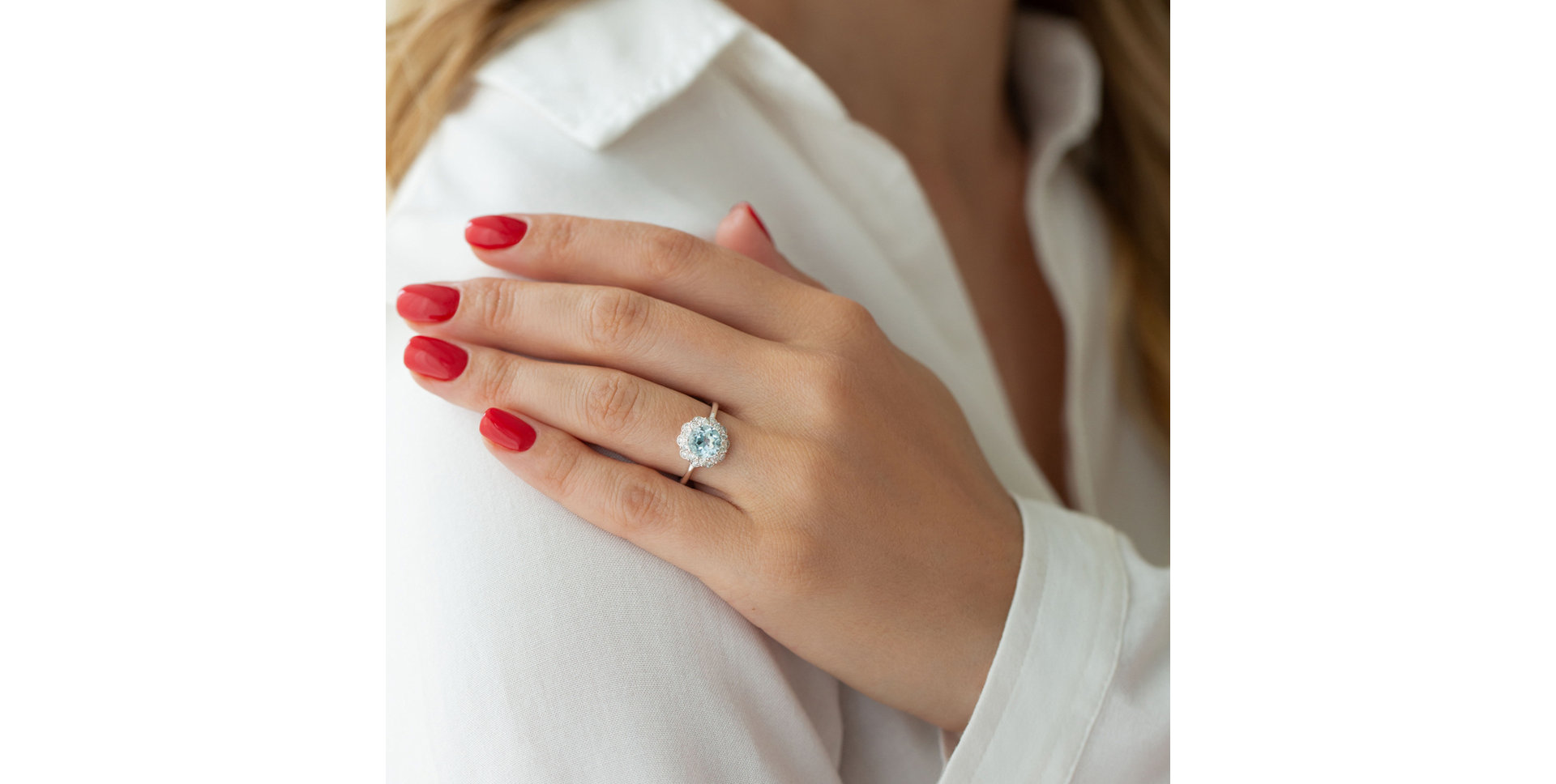 Prsteň s kunzitom a diamantmi Flower Joy