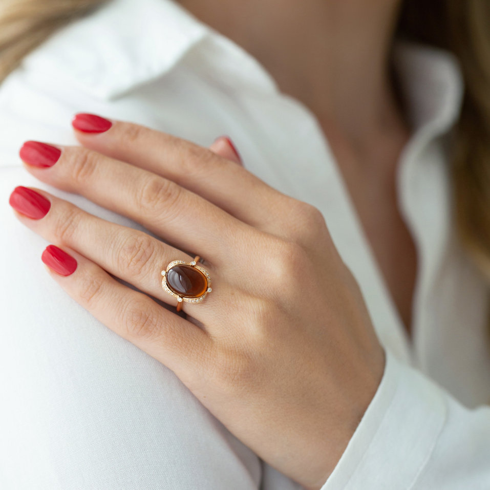 Prsteň s quartzom a diamantmi Herbal love