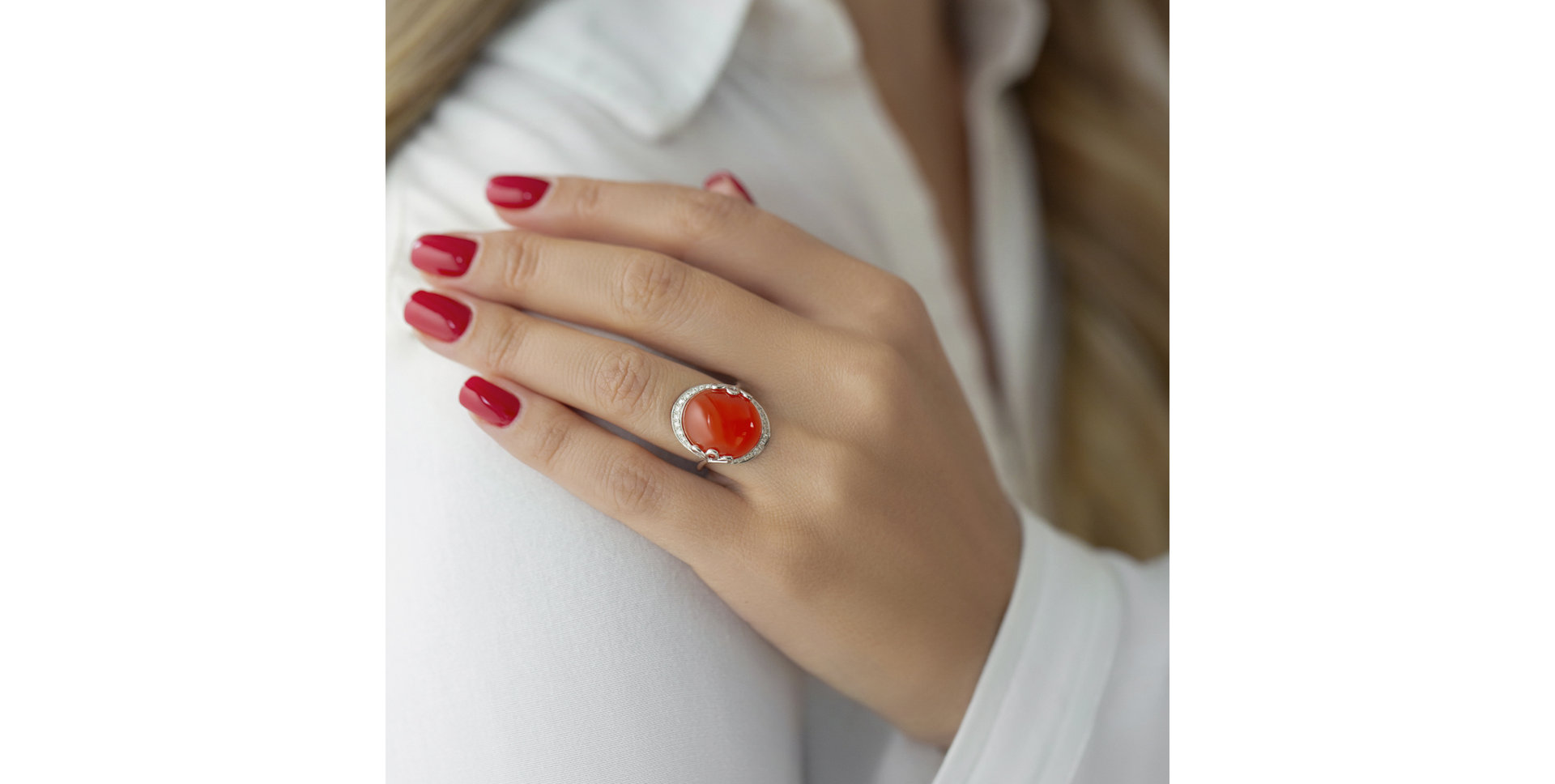 Prsteň s karneolom a diamantmi Glorious Gem