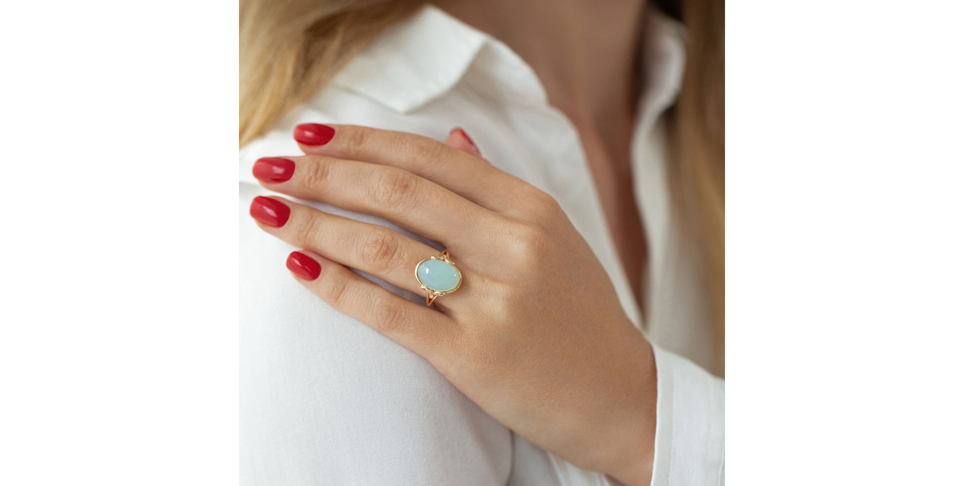 Prsteň s chalcedonom a diamantmi Princess Mystery