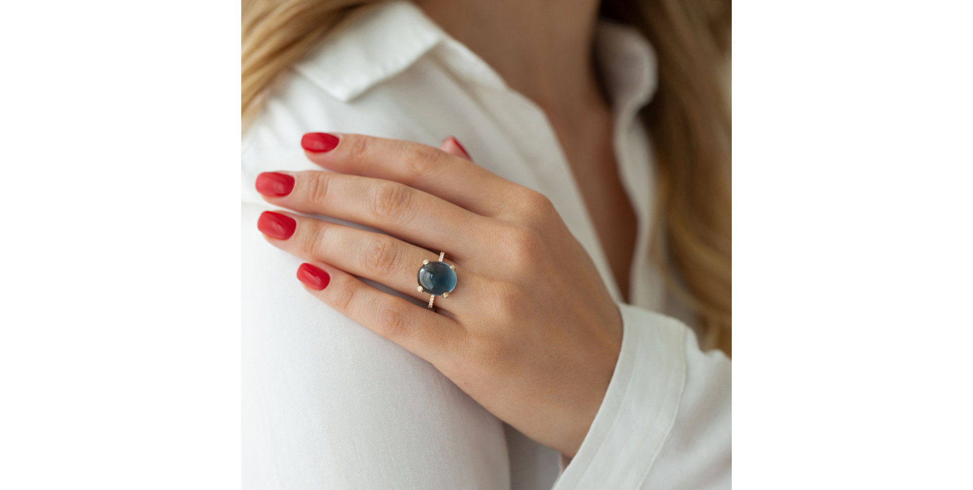 Prsteň s quartzom a diamantmi Niche