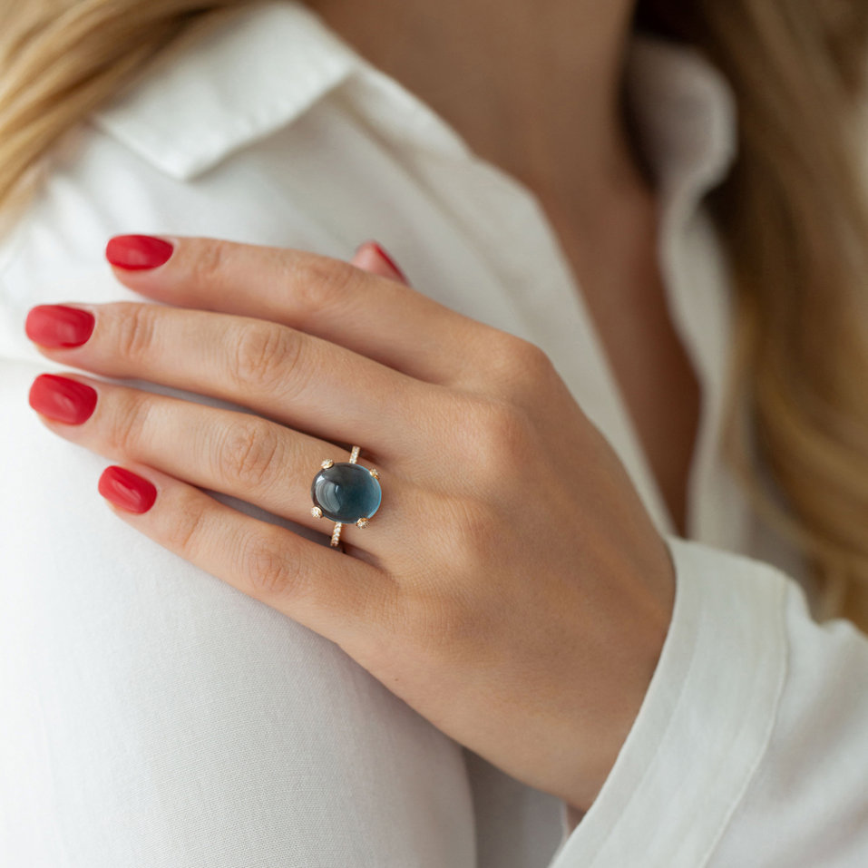 Prsteň s topásom a diamantmi Niche