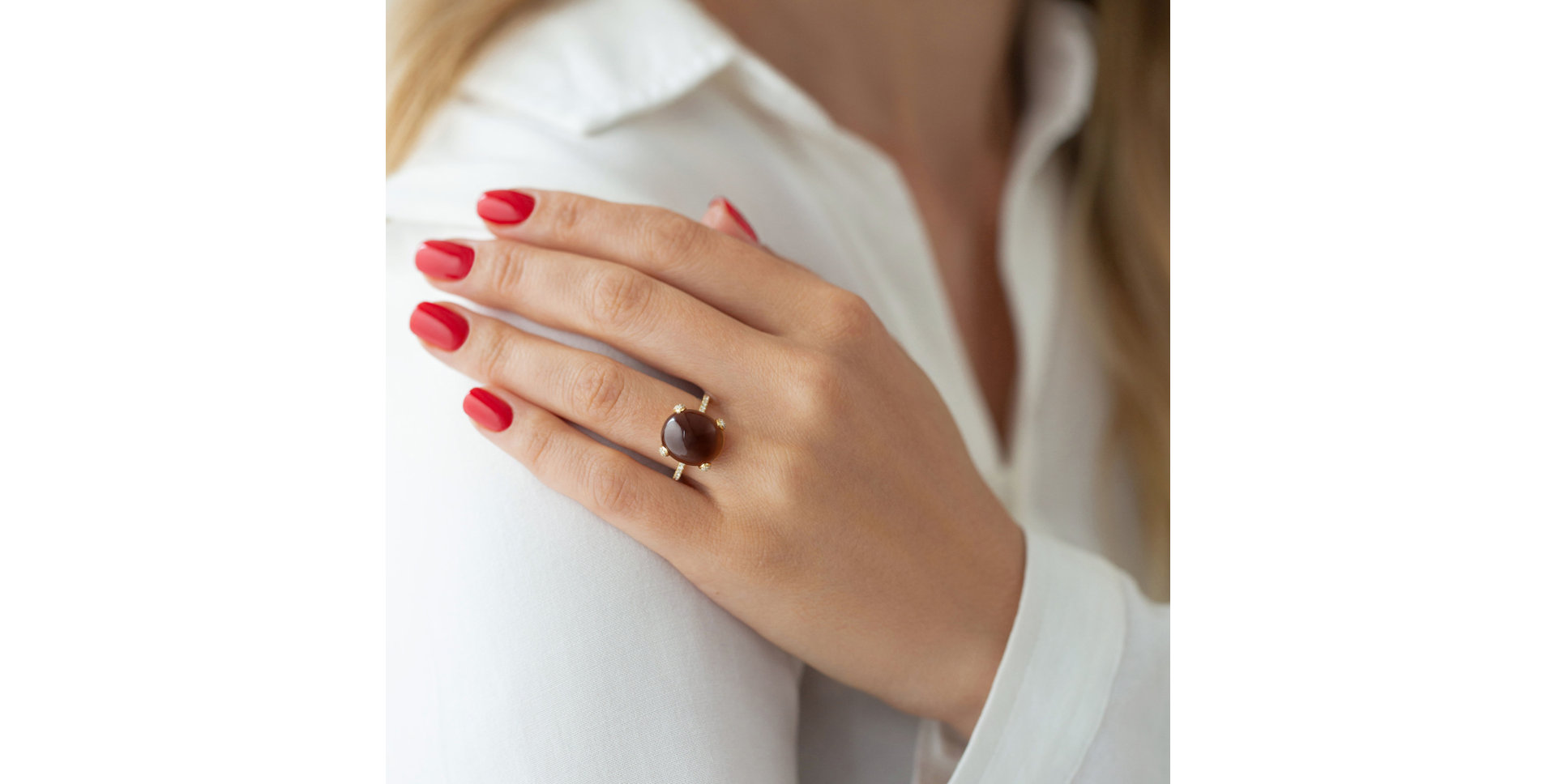 Prsteň s quartzom a diamantmi Niche