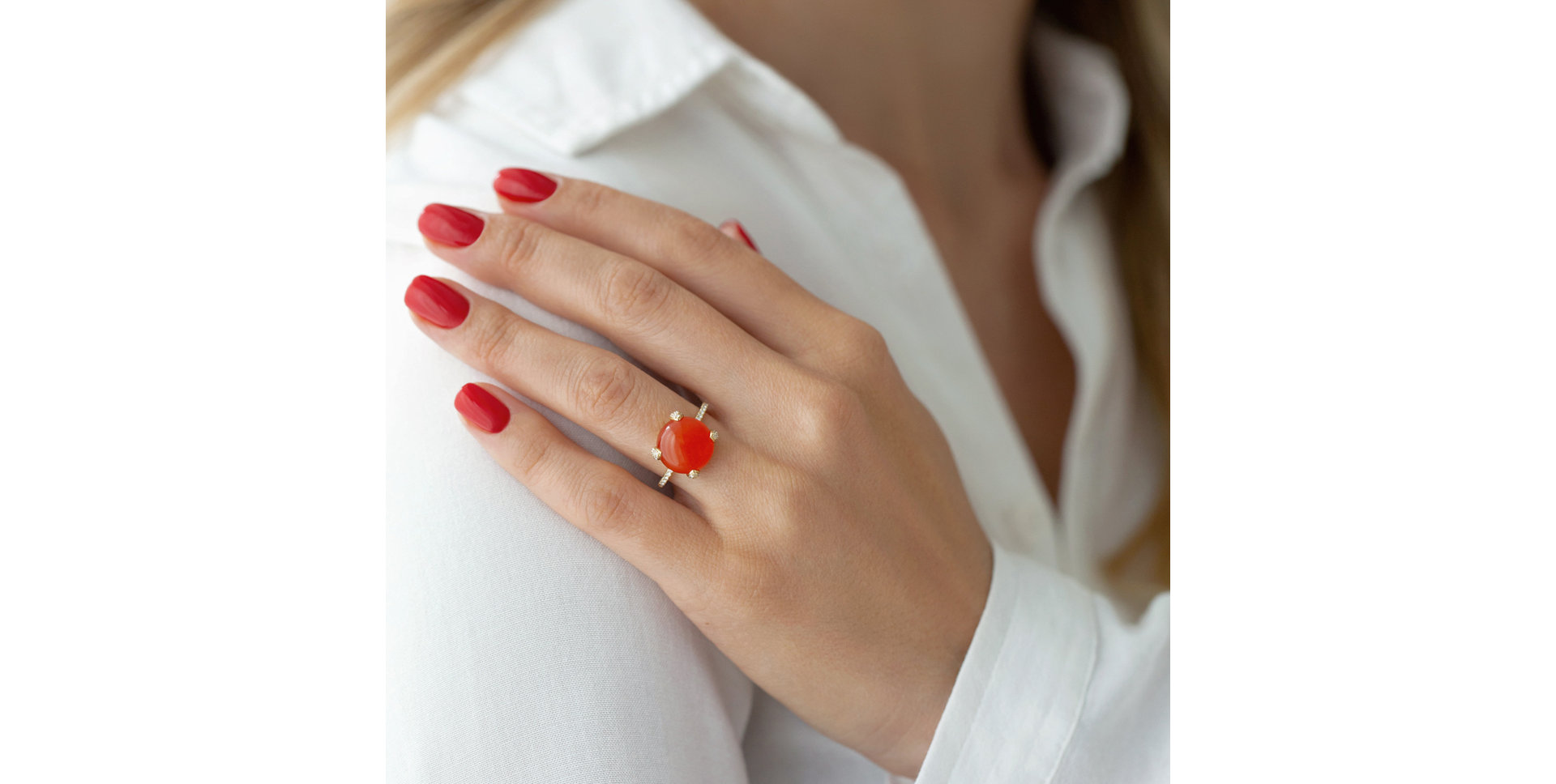 Prsteň s karneolom a diamantmi Allure Drop