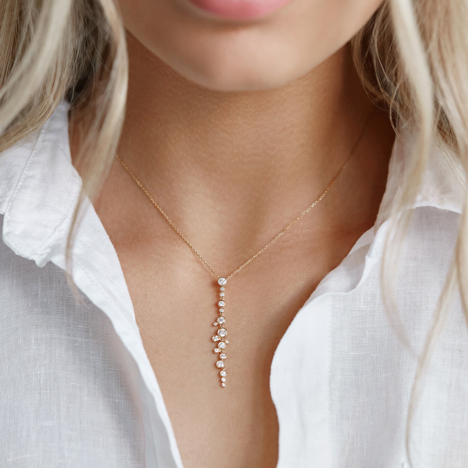 Přívěsok s diamantmi a smaragdmi Heaven Waterfall