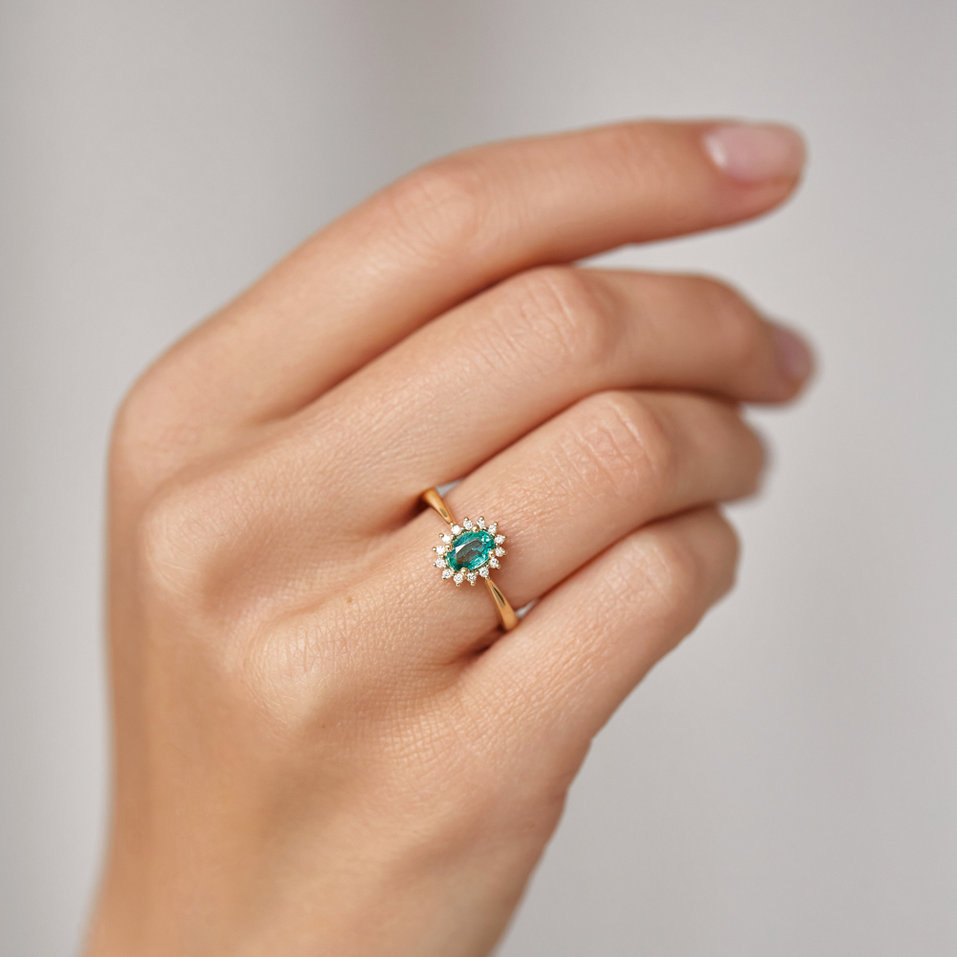 Prsteň so smaragdom a diamantmi Princess Sparkle