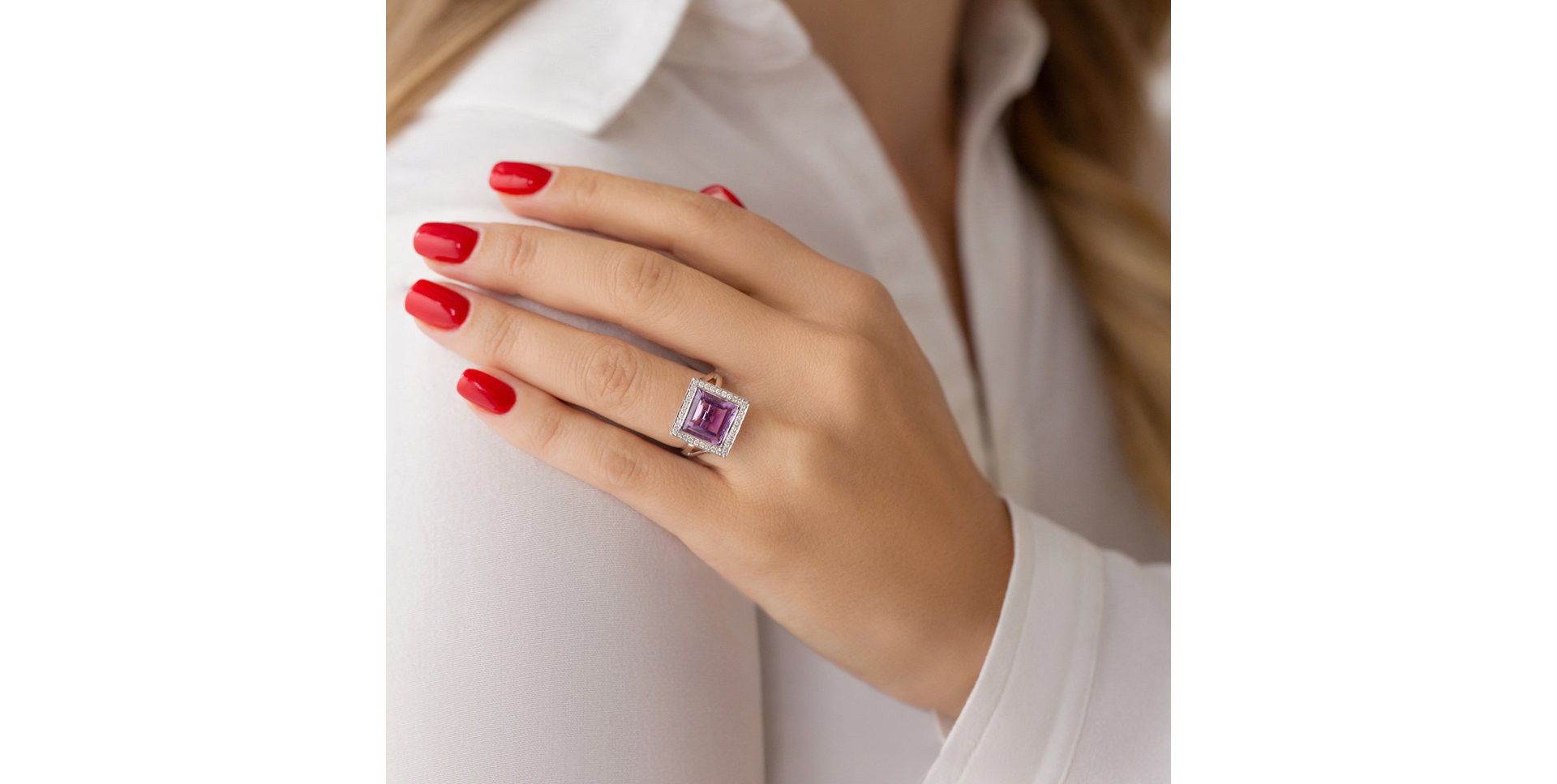 Prsteň s ametystom a diamantmi Loria