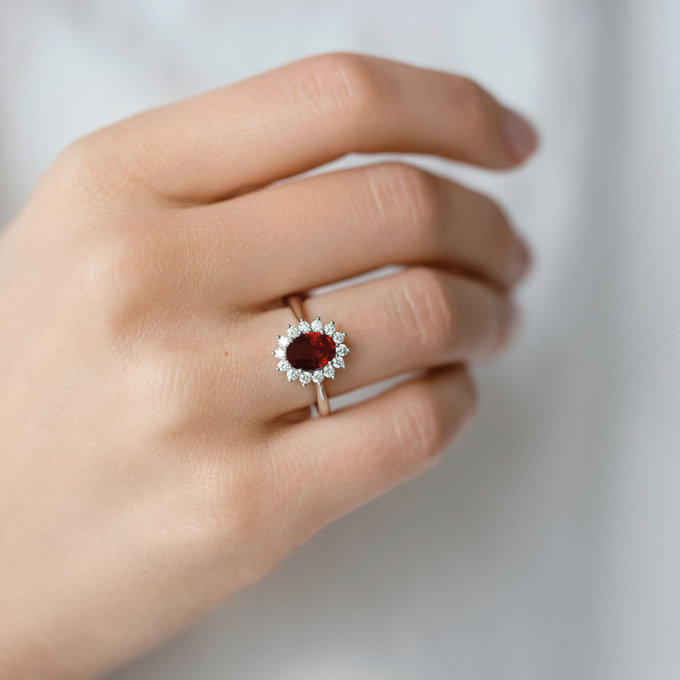 Prsteň s rubínom a diamantmi Princess Sparkle