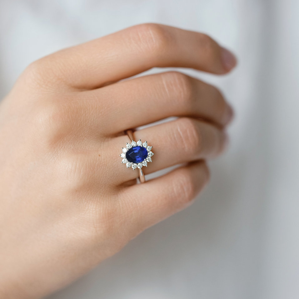 Prsteň so zafírom a diamantmi Princess Sparkle