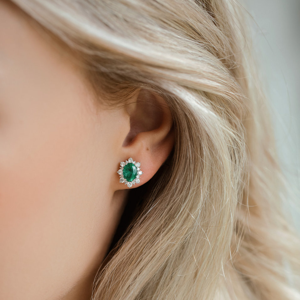 Náušnice so smaragdom a diamantmi Mary Magdalene
