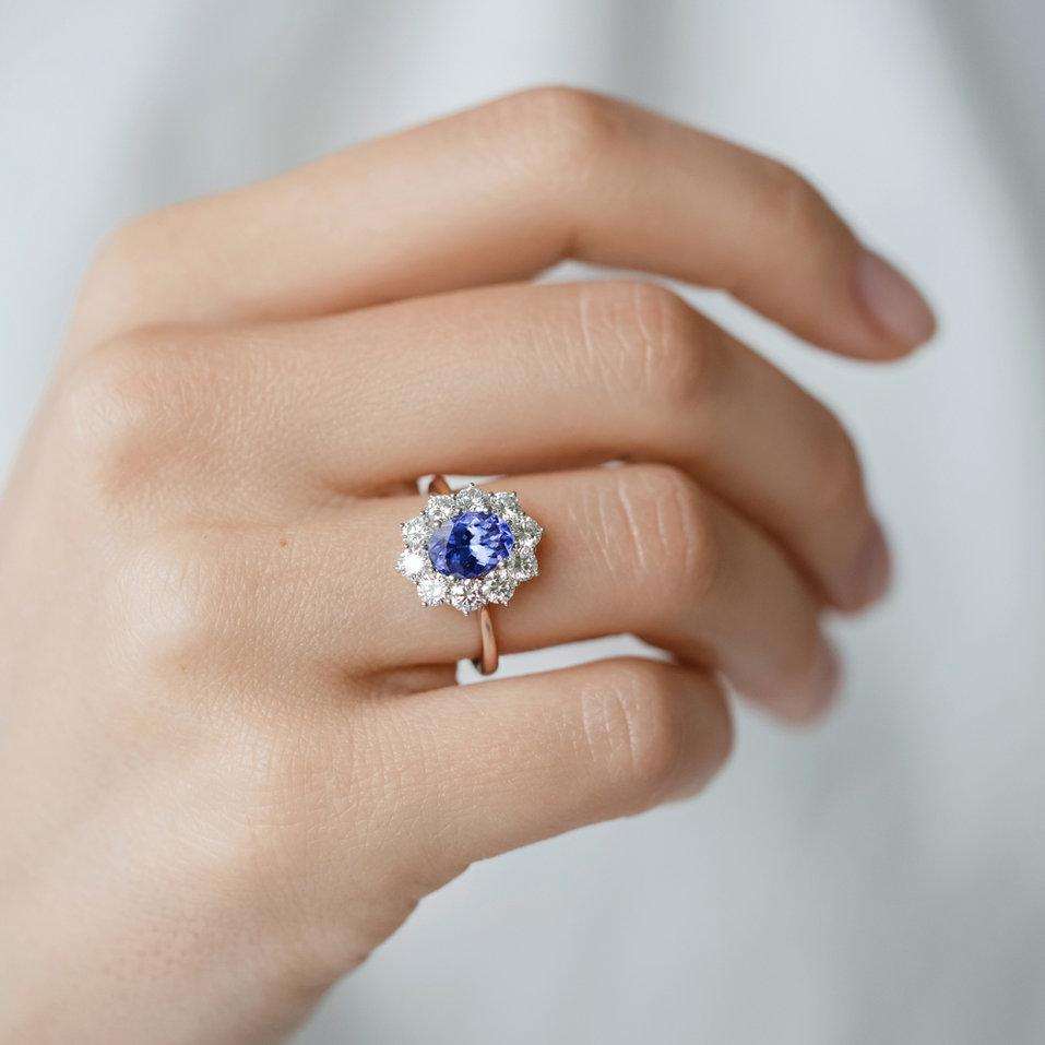 Prsteň s tanzanitom a diamantmi Princess Joy