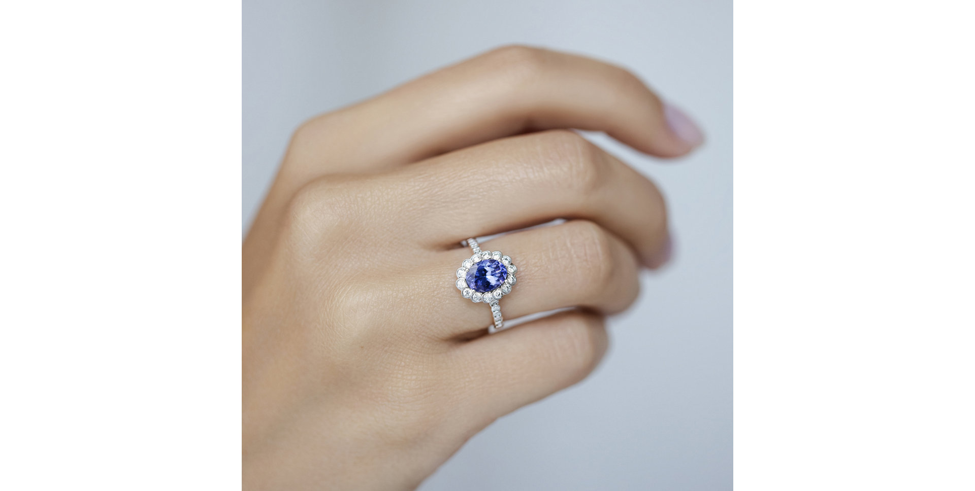 Prsteň s tanzanitom a diamantmi Princess Glamour