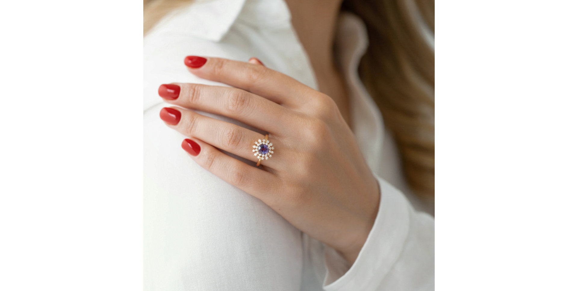 Prsteň so smaragdom a diamantmi Fairytale Goddess