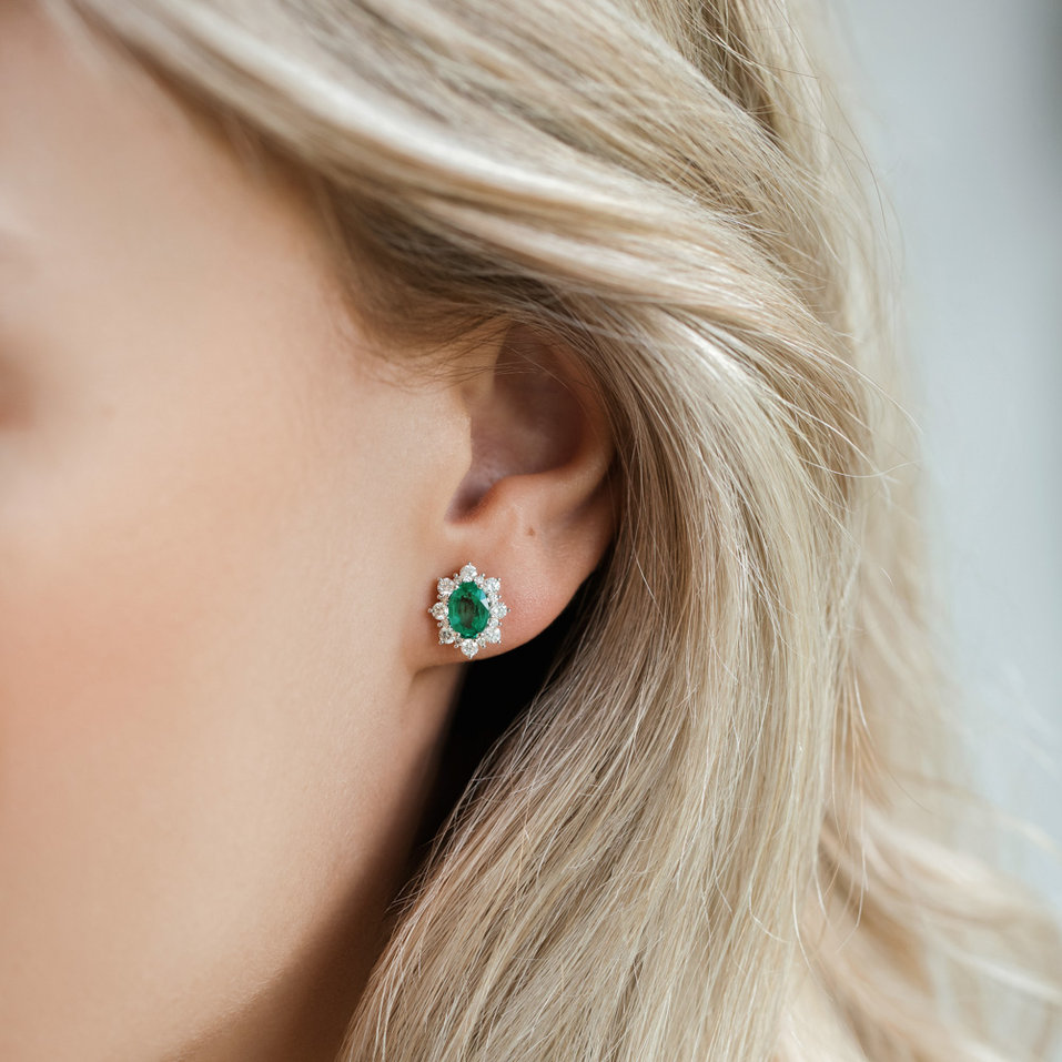 Náušnice so smaragdom a diamantmi Mary Magdalene