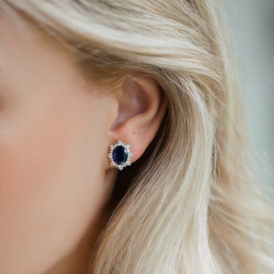 Náušnice s zafírom a diamantmi Mary Magdalene