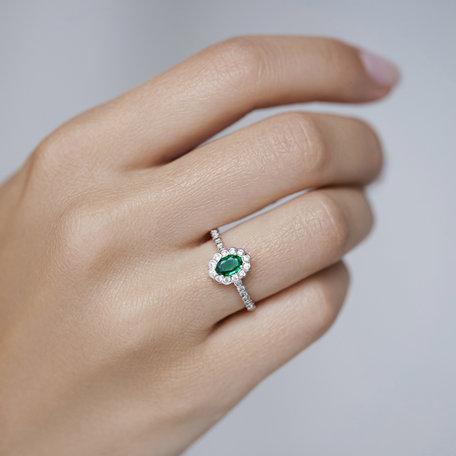 Prsteň so smaragdom a diamantmi Princess Glamour