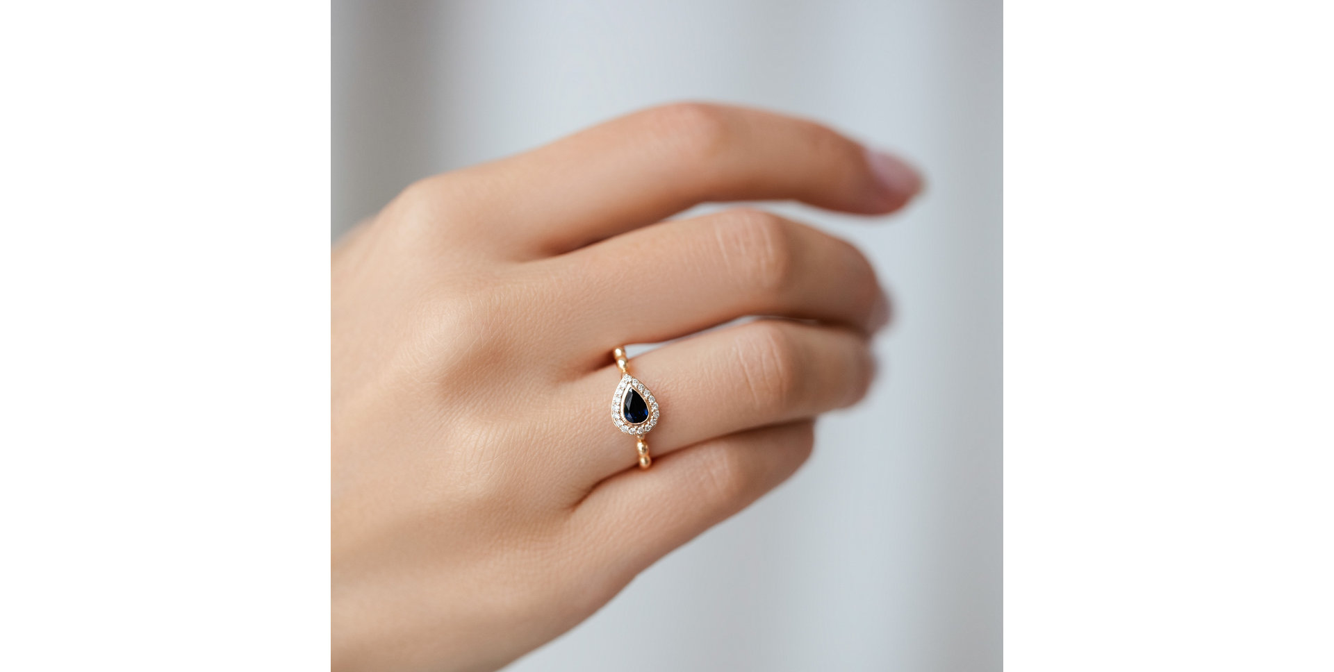 Prsteň s zafírom a diamantmi Sapphire Tear