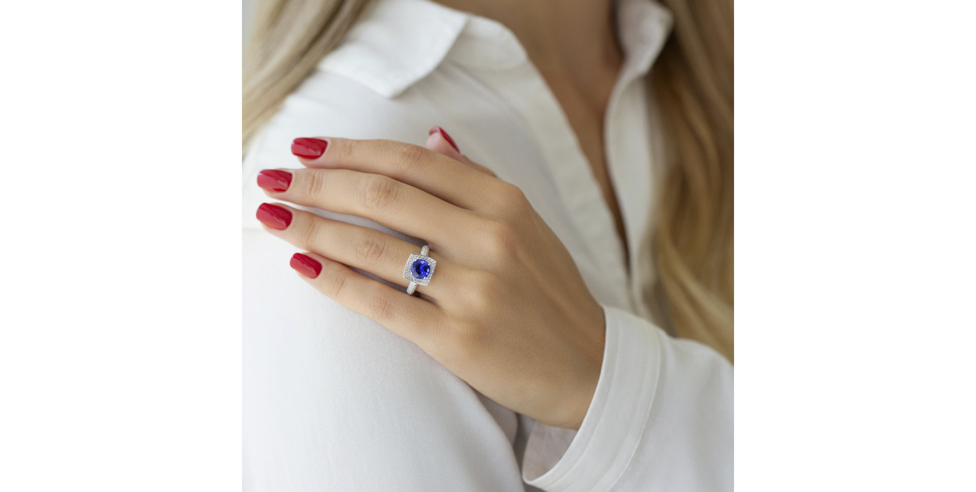 Prsteň s tanzanitom a diamantmi Fancy Galaxy