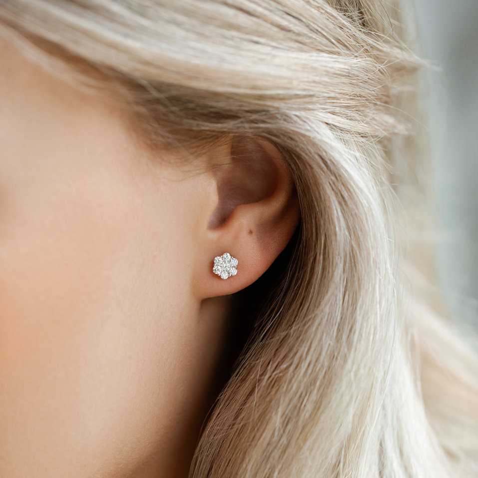 Náušnice s diamantmi Shiny Flower